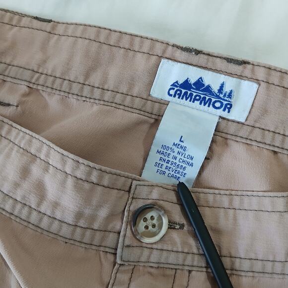 CAMPMOR convertible (to shorts) pants khaki LARGE nylon quick dry zippers work - Picture 11 of 15